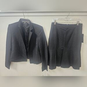 Anne Klein Dark Gray Wool Skirt Set 2 Piece Suit NWT Size 4